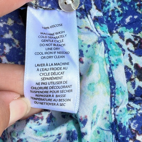 BeachLunchLounge Blue Print Viscose Tunic Shirt Dress Size M coastal beach chic - Picture 7 of 7